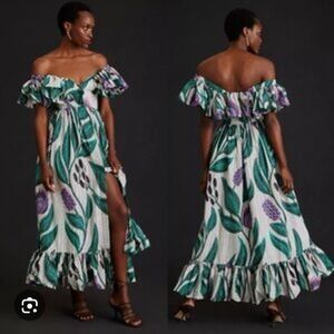 Anthropologie SIKA Off-The-Shoulder Printed Maxi Dress